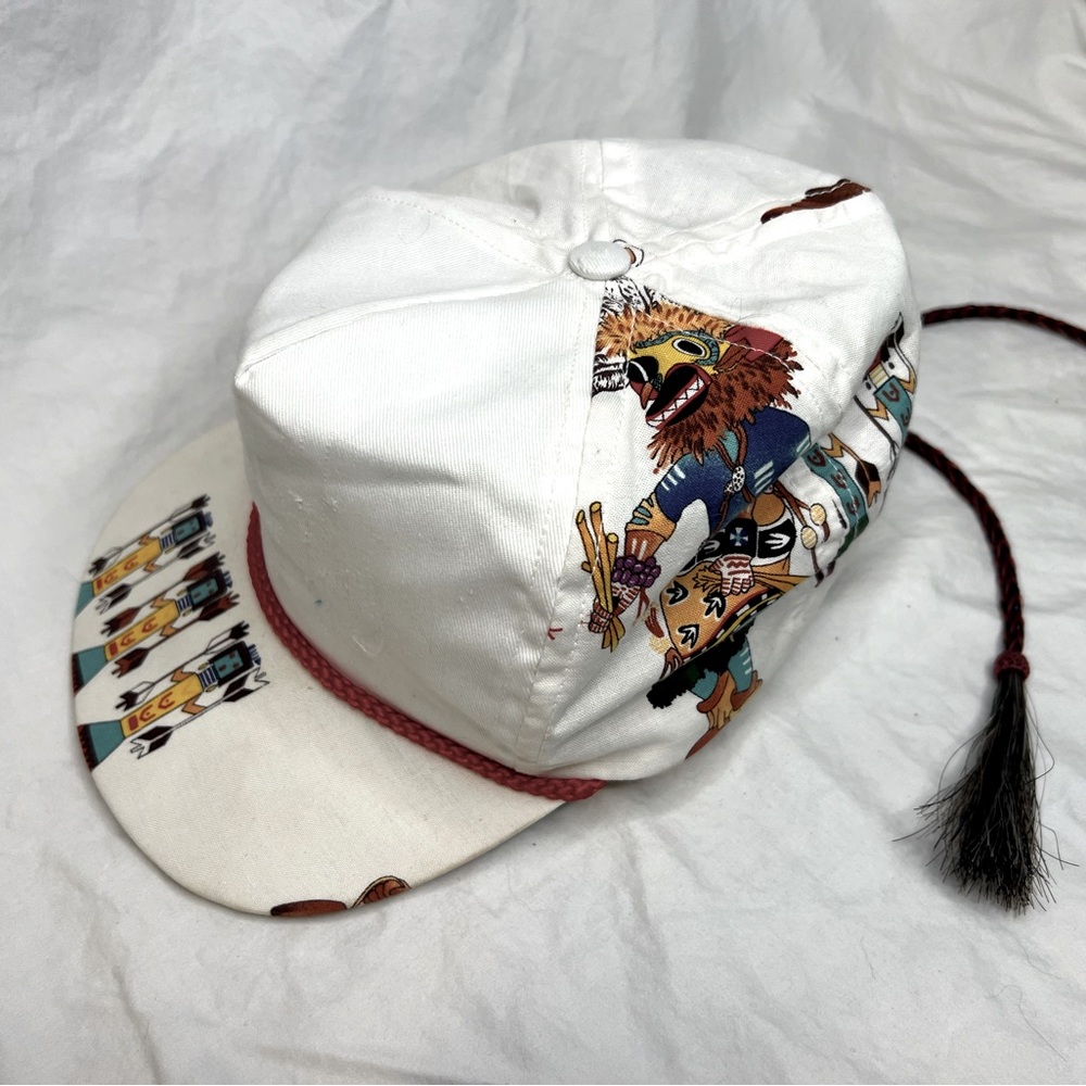 Vintage Trucker Hat Southwestern Native American Indian Horsehair Cap Kachina